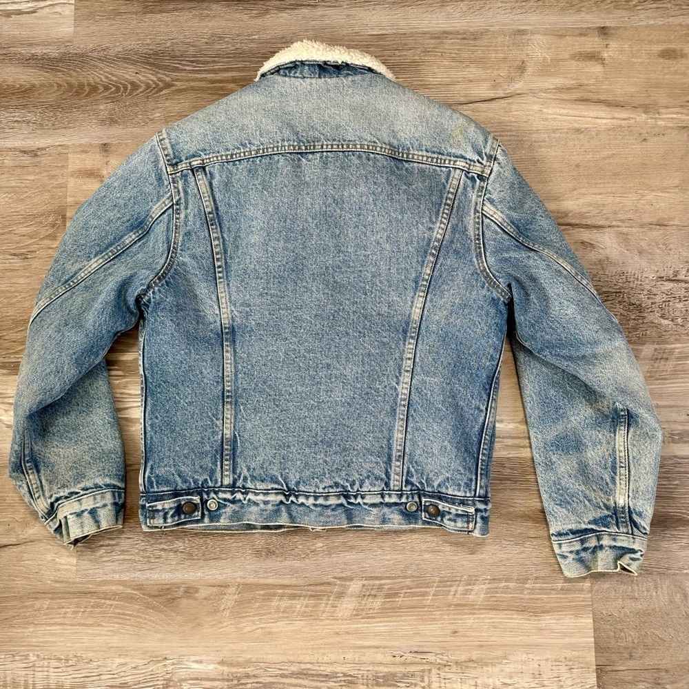 Vintage Levi’s made in USA denim trucker coat jacket fleece lined mens Small - Picture 3 of 5